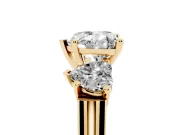 Heart-Shaped Three Stone Engagement Ring Setting | Plain Squared Band | Yellow Gold