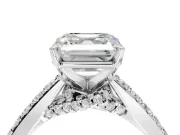 Asscher Cut Pavé Solitaire Engagement Ring Setting | Crossover Gallery | White Gold