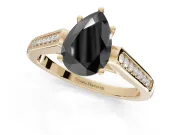 Pear-Shaped Cathedral Solitaire Engagement Ring Setting for a Black Center | Yellow Gold