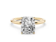 Radiant Cut Thin Solitaire Engagement Ring Setting | Straight Plain Band | Yellow Gold