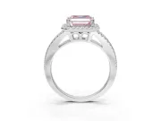Asscher Cut Halo Split Shank Engagement Ring Setting for a Fancy Pink Lab-Grown Diamond | Pavé Shoulders | Platinum