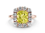Radiant Cut Cluster Halo Engagement Ring Setting for a Fancy Yellow Lab-Grown Diamond | Large Round Accents | Rose Gold