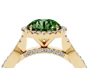 Round Twist Halo Engagement Ring Setting for a Fancy Green Lab-Grown Diamond | Yellow Gold