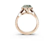 Heart-Shaped Halo Pavé Engagement Ring Setting for a Fancy Green Lab-Grown Diamond | Narrow Split Shank | Rose Gold