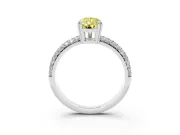 Pear-Shaped Three Row Pave Engagement Ring Setting for a Fancy Yellow Lab-Grown Diamond | White Gold