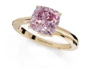 Cushion Cut Bypass Solitaire Engagement Ring Setting for a Fancy Pink Lab-Grown Diamond | Yellow Gold