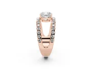Cushion Cut Wide Open Split Shank Engagement Ring Setting | Pavé Strands | Rose Gold