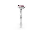 Fancy Pink Pear Cut Diamond Solitaire Engagement Ring Set in Platinum with Prong Setting and Polished Band