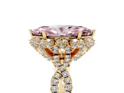 Marquise Milgrain Halo Engagement Ring Setting for a Fancy Pink Lab-Grown Diamond | Graduated Shoulders | Yellow Gold