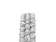 Round Lab-Grown Diamond Three Row Pave Promise Ring | Shared Prongs | Sterling Silver