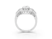 Oval Cut Diamond Milgrain Halo Ring Set in White gold with Split Shank