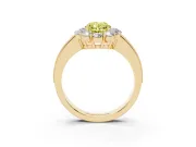 Oval Vintage Halo Engagement Ring Setting for a Fancy Yellow Lab-Grown Diamond | Milgrain Channel Band | Yellow Gold