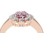 Oval Vintage Halo Engagement Ring Setting for a Fancy Pink Lab-Grown Diamond | Rose Gold