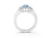 Pear-Shaped Three Stone Engagement Ring Setting for a Fancy Blue Lab-Grown Diamond | Sterling Silver - Design NV-24844