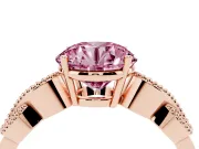Round Vintage Leaf Solitaire Engagement Ring Setting for a Fancy Pink Lab-Grown Diamond | Rose Gold