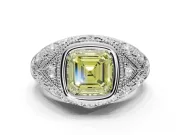 Asscher Cut Vintage Bezel Engagement Ring Setting for a Fancy Yellow Lab-Grown Diamond | Platinum