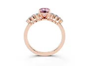 Fancy Pink Emerald Cut Diamond Cluster Engagement Ring Set in Rose gold with Pavé Band and Prong Setting