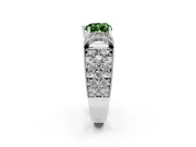 Fancy Green Heart Cut Diamond Milgrain Halo Pavé Engagement Ring Set in White gold with Prong Setting