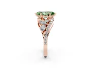 Fancy Green Marquise Cut Diamond Halo Ring Set in Rose gold with Marquise and Pavé Band in Prong Setting