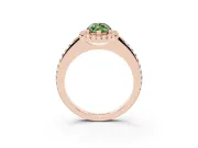Marquise Pave Halo Engagement Ring Setting for a Fancy Green Lab-Grown Diamond | Pave Band | Rose Gold