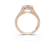 Oval Vintage Cathedral Engagement Ring Setting for a Fancy Pink Lab-Grown Diamond | Carved Band | Rose Gold