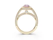 Radiant Cut Sectioned Halo Engagement Ring Setting for a Fancy Pink Lab-Grown Diamond | Yellow Gold
