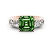 Asscher Cut 5 Stone Engagement Ring Setting for a Fancy Green Lab-Grown Diamond | Rose Gold
