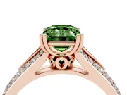 Emerald Cut Split Shank Engagement Ring Setting for a Fancy Green Lab-Grown Diamond | Pave Band | Rose Gold