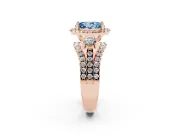 Oval Halo Split Shank Engagement Ring Setting for a Fancy Blue Lab-Grown Diamond | Round Side Stones | Rose Gold