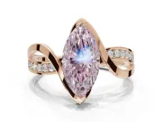 Marquise Bypass Solitaire Engagement Ring Setting for a Fancy Pink Lab-Grown Diamond | Pavé Strands | Rose Gold