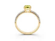Emerald Cut Three Row Pave Engagement Ring Setting for a Fancy Yellow Lab-Grown Diamond | Double Claws | Yellow Gold