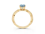 Oval Twisted Engagement Ring Setting for a Fancy Blue Lab-Grown Diamond | Beaded Twist | Yellow Gold