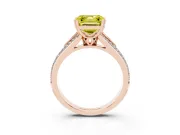 Asscher Cut Split Shank Engagement Ring Setting for a Fancy Yellow Lab-Grown Diamond | Pave Band | Rose Gold