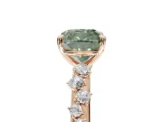 Cushion Cut Graduated Solitaire Engagement Ring Setting for a Fancy Green Lab-Grown Diamond | Rose Gold