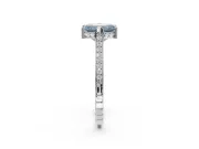 Emerald Cut Vintage Cathedral Engagement Ring Setting for a Fancy Blue Lab-Grown Diamond | Carved Band | Platinum