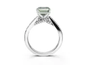 Asscher Cut Pavé Engagement Ring Setting for a Fancy Green Lab-Grown Diamond | Crossover Gallery | Sterling Silver