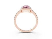 Emerald Cut Halo Engagement Ring Setting for a Fancy Pink Lab-Grown Diamond | Graduated Pavé Band | Rose Gold