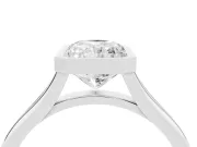 Bezel Set Radiant Cut Diamond Solitaire Ring Set in Silver with Tapered Band