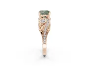 Cushion Cut Swirl Engagement Ring Setting for a Fancy Green Lab-Grown Diamond | Rose Gold