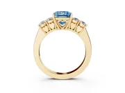 Princess Cut 5 Stone Engagement Ring Setting for a Fancy Blue Lab-Grown Diamond | Yellow Gold