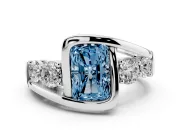 Radiant Cut Engagement Ring Setting for a Fancy Blue Lab-Grown Diamond | Bezel | Sterling Silver