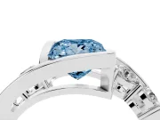Princess Cut Bezel Bypass Engagement Ring Setting for a Fancy Blue Lab-Grown Diamond | White Gold