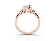 Three-Stone Heart Cut Diamond Channel Set Ring Set in Rose gold with Bar Prongs