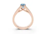 Emerald Cut Channel-Set Engagement Ring Setting for a Fancy Blue Lab-Grown Diamond | Rose Gold