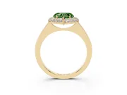 Heart-Shaped Pave Halo Engagement Ring Setting for a Fancy Green Lab-Grown Diamond | Slim Plain Band | Yellow Gold