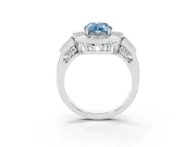 Pear-Shaped Milgrain Sectioned Halo Engagement Ring Setting for a Fancy Blue Lab-Grown Diamond | Platinum