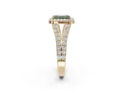 Emerald Cut Halo Pavé Engagement Ring Setting for a Fancy Green Lab-Grown Diamond | Narrow Split Shank | Yellow Gold