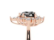 Heart-Shaped Cluster Halo Engagement Ring Setting for a Black Center | Rose Gold