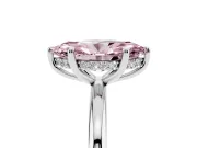 Fancy Pink Marquise Cut Diamond Solitaire Ring Set in Silver with Thin Band and Prong Setting