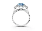 Heart-Shaped Three Stone Engagement Ring Setting for a Fancy Blue Lab-Grown Diamond | Braided Band | Platinum